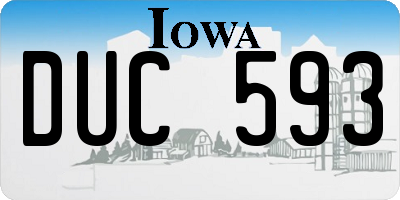 IA license plate DUC593