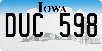 IA license plate DUC598