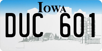 IA license plate DUC601
