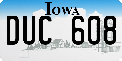 IA license plate DUC608