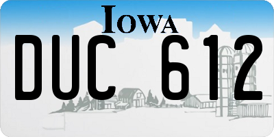 IA license plate DUC612