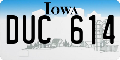 IA license plate DUC614