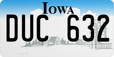 IA license plate DUC632