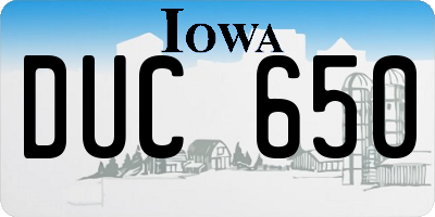 IA license plate DUC650