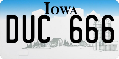 IA license plate DUC666