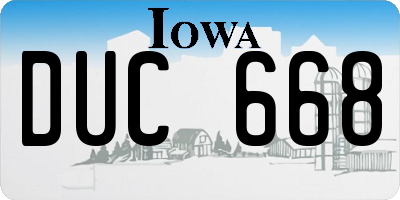 IA license plate DUC668