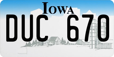 IA license plate DUC670