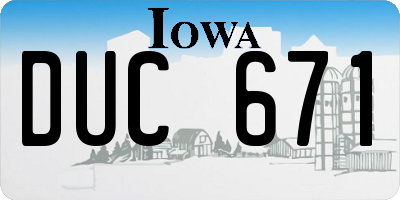IA license plate DUC671