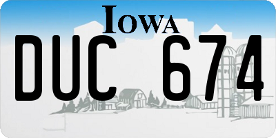 IA license plate DUC674