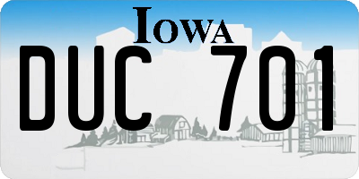 IA license plate DUC701