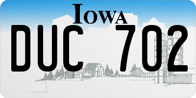 IA license plate DUC702