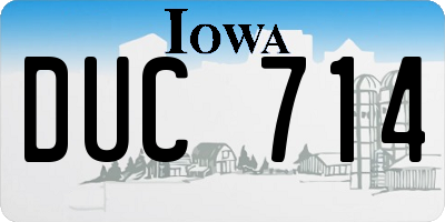 IA license plate DUC714