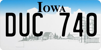 IA license plate DUC740