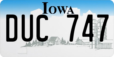 IA license plate DUC747