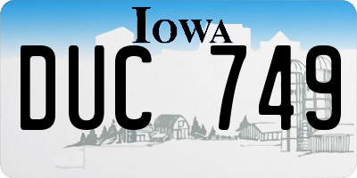 IA license plate DUC749