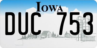 IA license plate DUC753