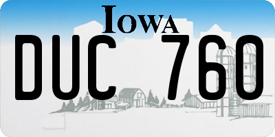 IA license plate DUC760