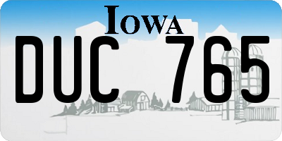 IA license plate DUC765