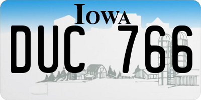 IA license plate DUC766