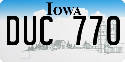 IA license plate DUC770
