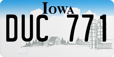 IA license plate DUC771