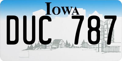 IA license plate DUC787