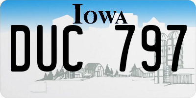 IA license plate DUC797
