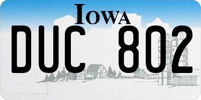 IA license plate DUC802