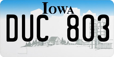 IA license plate DUC803