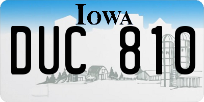 IA license plate DUC810