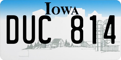 IA license plate DUC814