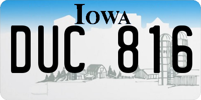 IA license plate DUC816