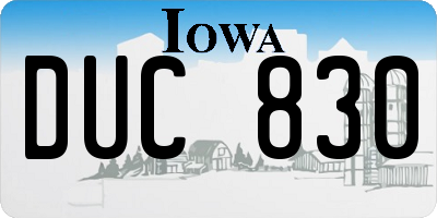 IA license plate DUC830