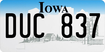 IA license plate DUC837