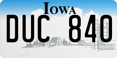 IA license plate DUC840