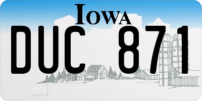 IA license plate DUC871