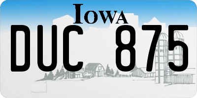 IA license plate DUC875