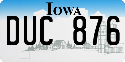 IA license plate DUC876