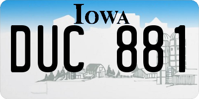 IA license plate DUC881