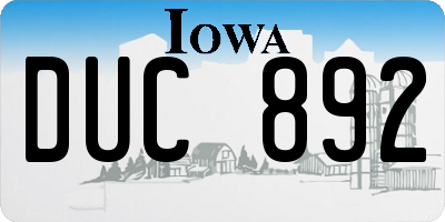 IA license plate DUC892