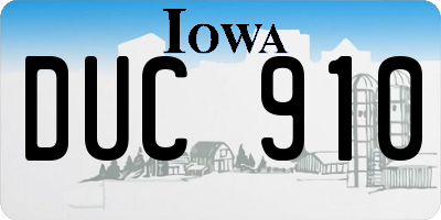 IA license plate DUC910
