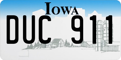IA license plate DUC911