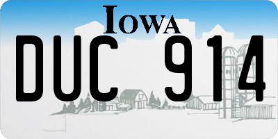 IA license plate DUC914