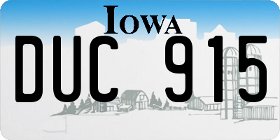 IA license plate DUC915