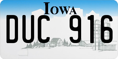 IA license plate DUC916
