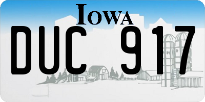 IA license plate DUC917