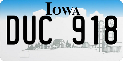 IA license plate DUC918
