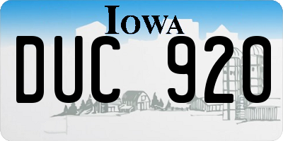 IA license plate DUC920