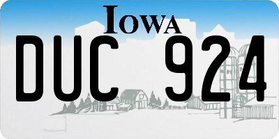 IA license plate DUC924
