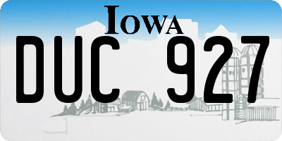 IA license plate DUC927
